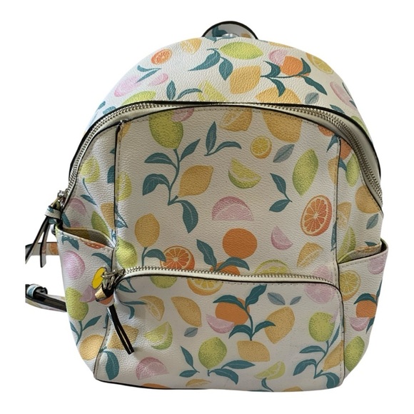 Parfois Handbags - Vibrant Citrus Pattern Women's Faux Leather Backpack from Parfois (Euro brand)